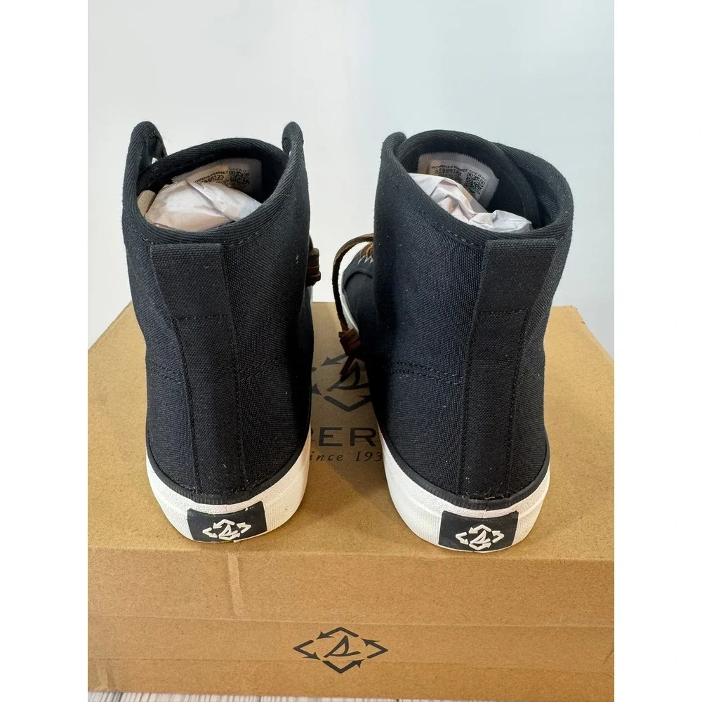 Sperry Crest High Top Seacycled Top Sider Black Canvas Sneakers Women's Size‎ 6